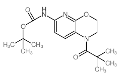 叔丁基(1-新戊酰-2,3-二氢-1H-吡啶[2,3-b][1,4]恶嗪-6-基)氨基甲酸酯结构式