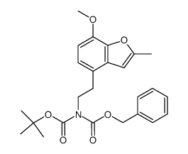 4-(2-N-carbobenzoxy-N-carbo-tert-butoxyaminoethyl)-7-methoxy-2-methylbenzo(b)furan结构式