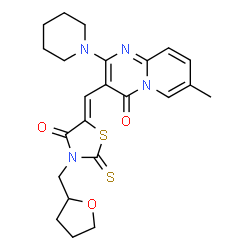 7-methyl-3-{[4-oxo-3-(tetrahydro-2-furanylmethyl)-2-thioxo-1,3-thiazolidin-5-ylidene]methyl}-2-(1-piperidinyl)-4H-pyrido[1,2-a]pyrimidin-4-one structure