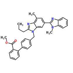 4'-[[[2-正丙基-4-甲基-6-(1-甲基苯并咪唑-2-基)-苯并咪唑-1-基]甲基]联苯-2-羧酸甲酯结构式