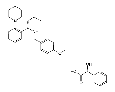 (S)-1-(2-piperidino-phenyl)-3-methyl-1-butyl-N-4-methoxybenzyl-ammonium L-mandelate结构式