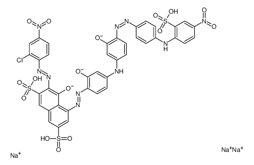 Trisodium 3-[(2-chloro-4-nitrophenyl)diazenyl]-4-hydroxy-5-[(2-hy droxy-4-{[3-hydroxy-4-({4-[(4-nitro-2-sulfonatophenyl)amino]pheny l}diazenyl)phenyl]amino}phenyl)diazenyl]-2,7-naphthalenedisulfona te Structure