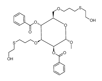 methyl 2,4-di-O-benzoyl-3,6-di-O-(6-hydroxy-4-thiahexyl)-α-D-mannopyranoside结构式