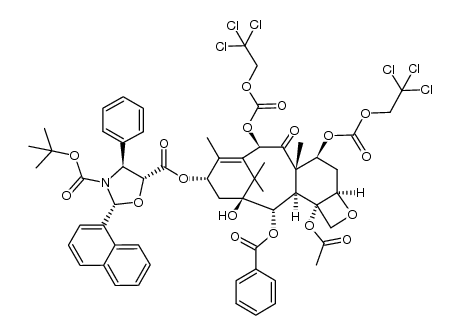 13-[(2'R,4'S,5'R)-3'-t-butoxycarbonyl-2'-(1'''-naphthyl)-4'-phenyl-1,3-oxazolidine-5-carbonyl]-7,10-(di-2'',2'',2''-trichloroethoxy carbonyl)-10-deacetylbaccatin III structure