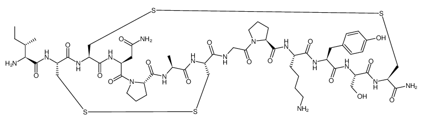 ICCNPACGPKYSC-amide, cyclic (2→7),(3→13)-bis(disulfide)结构式