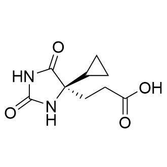 (R)-3-(4-环丙基-2,5-二氧杂咪唑啉-4-基)丙酸结构式