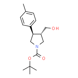 反式-3-(羟甲基)-4-(对甲苯基)吡咯烷-1-羧酸叔丁酯结构式
