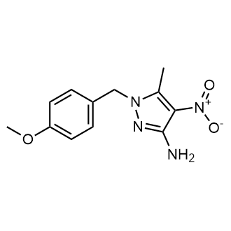 1-(4-甲氧基苄基)-5-甲基-4-硝基-1H-吡唑-3-胺结构式