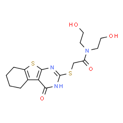 N,N-bis(2-hydroxyethyl)-2-((4-oxo-3,4,5,6,7,8-hexahydrobenzo[4,5]thieno[2,3-d]pyrimidin-2-yl)thio)acetamide Structure