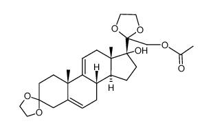 21-acetoxy-3,3,20,20-bis-ethanediyldioxy-pregna-5,9(11)-dien-17-ol结构式