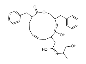 2-(3,12-dibenzyl-5,13-dioxo-1-oxa-4-azacyclotridec-8-en-6-yl)-N-(1-hydroxypropan-2-yl)acetamide Structure