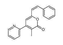 3-methyl-6-(2-phenylethenyl)-4-pyridin-2-ylpyran-2-one结构式
