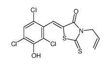(5E)-3-prop-2-enyl-2-sulfanylidene-5-[(2,4,6-trichloro-3-hydroxyphenyl)methylidene]-1,3-thiazolidin-4-one结构式
