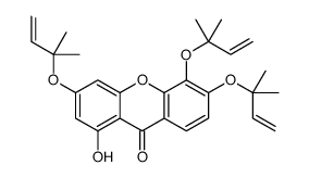 1-hydroxy-3,5,6-tris(2-methylbut-3-en-2-yloxy)xanthen-9-one Structure