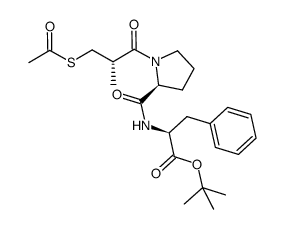 1-[(2S)-3-(acetylthio)-2-methyl-1-oxopropyl]-L-prolyl-L-phenylalanine tert-butyl ester结构式