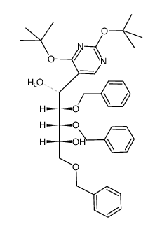 5-(2,3,5-tri-O-benzyl-D-altro-pentahydroxypentyl)-2,4-di-t-butoxypyrimidine Structure