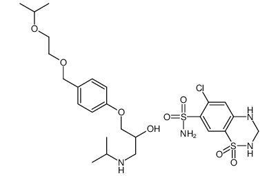 6-chloro-1,1-dioxo-3,4-dihydro-2H-1λ6,2,4-benzothiadiazine-7-sulfonamide,1-(propan-2-ylamino)-3-[4-(2-propan-2-yloxyethoxymethyl)phenoxy]propan-2-ol Structure