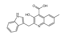 3-hydroxy-2-(1H-indol-3-ylmethyl)-6-methylquinoline-4-carboxylic acid结构式