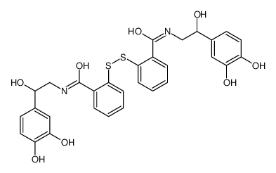 N-[2-(3,4-dihydroxyphenyl)-2-hydroxyethyl]-2-[[2-[[2-(3,4-dihydroxyphenyl)-2-hydroxyethyl]carbamoyl]phenyl]disulfanyl]benzamide结构式