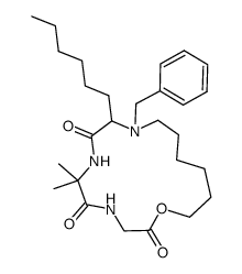 10-benzyl-9-hexyl-6,6-dimethyl-1-oxa-4,7,10-triazacyclohexadecane-2,5,8-trione Structure