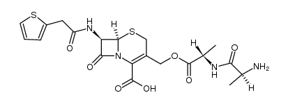 (6R,7R)-3-((((S)-2-((S)-2-aminopropanamido)propanoyl)oxy)methyl)-8-oxo-7-(2-(thiophen-2-yl)acetamido)-5-thia-1-azabicyclo[4.2.0]oct-2-ene-2-carboxylic acid结构式