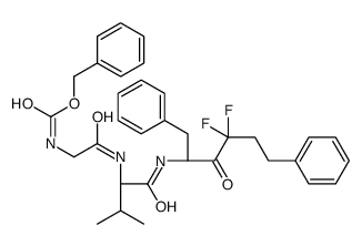 benzyl N-[2-[[(2S)-1-[[(2S)-4,4-difluoro-3-oxo-1,6-diphenylhexan-2-yl]amino]-3-methyl-1-oxobutan-2-yl]amino]-2-oxoethyl]carbamate Structure