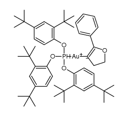 (2-phenyl-4,5-dihydrofuran-3-yl)(tris(2,4-di-tert-butylphenoxy)-l5-phosphanyl)gold Structure