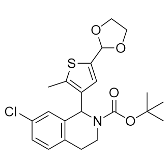 1-(5-(1,3-二氧戊环-2-基)-2-甲基噻吩-3-基)-7-氯-3,4-二氢异喹啉-2(1H)-羧酸叔丁酯结构式