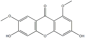 3,6-二羟基-1,7-二甲氧基呫吨酮结构式