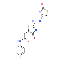 N-(4-bromophenyl)-2-((E)-4-oxo-2-(((E)-2-oxothiazolidin-4-ylidene)hydrazono)thiazolidin-5-yl)acetamide Structure