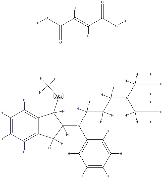 N-[(2,3-dihydro-1-methoxy-1H-inden-2-yl)-N',N'-diethyl-N-phenylpropane-1,3-bis(ylammonium) fumarate结构式