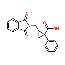 顺-1-苯基-2-(邻苯二甲酰亚胺甲基)环丙烷甲酸结构式