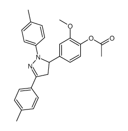 4-(1,3-di-p-tolyl-4,5-dihydro-1H-pyrazol-5-yl)-2-methoxyphenyl acetate Structure