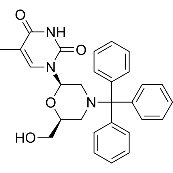 7’-OH-N-trityl morpholinothymine Structure