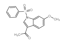 1-(6-甲氧基-1-(苯基磺酰基)-1H-吲哚-3-基)乙酮结构式