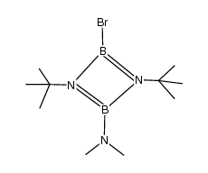2-bromo-1,3-di-tert-butyl-4-(dimethylamino)-1,3,2,4-diazadiboretidine结构式