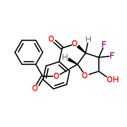 2-脱氧-2,2-二氟-D-赤式-戊呋喃糖-3,5-二苯甲酸酯结构式