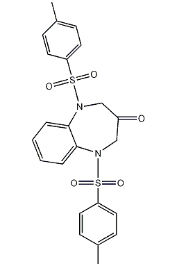 1,2,4,5-四氢-1,5-双[(4-甲基苯基)磺酰]-3H-1,5-苯并二氮杂卓-3-酮结构式