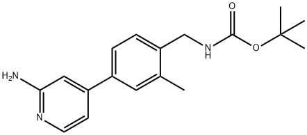 (4-(2-氨基吡啶-4-基)-2-甲基苄基)氨基甲酸叔丁酯结构式