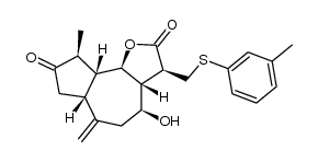 (3S,3aR,4S,6aR,9S,9aR,9bR)-4-hydroxy-9-methyl-6-methylene-3-((m-tolylthio)methyl)octahydroazuleno[4,5-b]furan-2,8(3H,9bH)-dione Structure