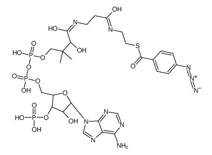S-[2-[3-[[(2R)-4-[[[(2R,3S,4R,5R)-5-(6-aminopurin-9-yl)-4-hydroxy-3-phosphonooxyoxolan-2-yl]methoxy-hydroxyphosphoryl]oxy-hydroxyphosphoryl]oxy-2-hydroxy-3,3-dimethylbutanoyl]amino]propanoylamino]ethyl] 4-azidobenzenecarbothioate Structure