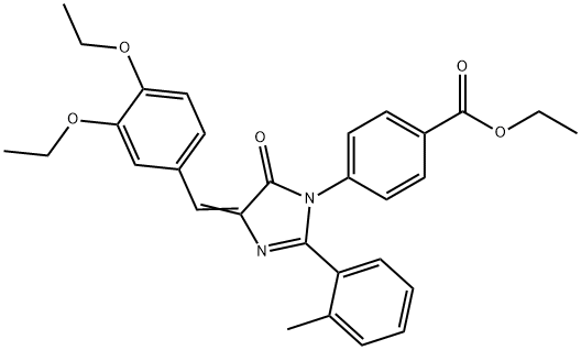 Benzoic acid,4-[4-[(3,4-diethoxyphenyl)methylene]-4,5-dihydro-2-(2-methylphenyl)-5-oxo-1H-imidazol-1-yl]-,ethyl ester结构式