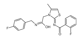 2-fluoro-N-[3-[2-[(4-fluorophenyl)methylamino]-2-oxoethyl]-4-methyl-1,3-thiazol-2-ylidene]benzamide Structure