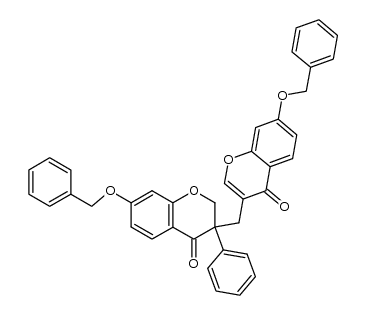 7,7'-dibenzyloxy-2,3-dihydro-3-phenyl-3,3'-methylene-bischromen-4-one结构式