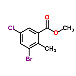 3-溴-5-氯-2-甲基苯甲酸甲酯结构式