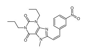 7-methyl-8-[(E)-2-(3-nitrophenyl)ethenyl]-1,3-dipropylpurine-2,6-dione结构式