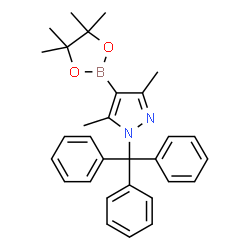 3,5-二甲基-1-三苯甲基-1H-吡唑-4-硼酸频哪醇酯结构式