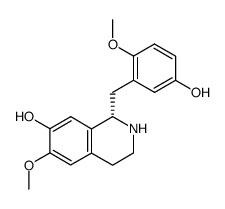 (S)-1-(5-hydroxy-2-methoxybenzyl)-7-hydroxy-6-methoxy-1,2,3,4-tetrahydroisoquinoline结构式