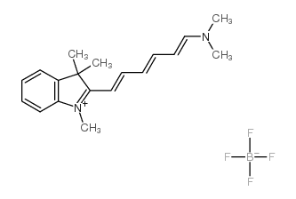 2-[(1E,3E,5E)-6-(二甲基氨基)-1,3,5-己三烯基]-1,3,3-三甲基-3H-吲哚四氟硼酸盐结构式