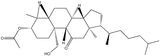3β,19-Dihydroxy-5α-lanostan-11-one 3-acetate结构式